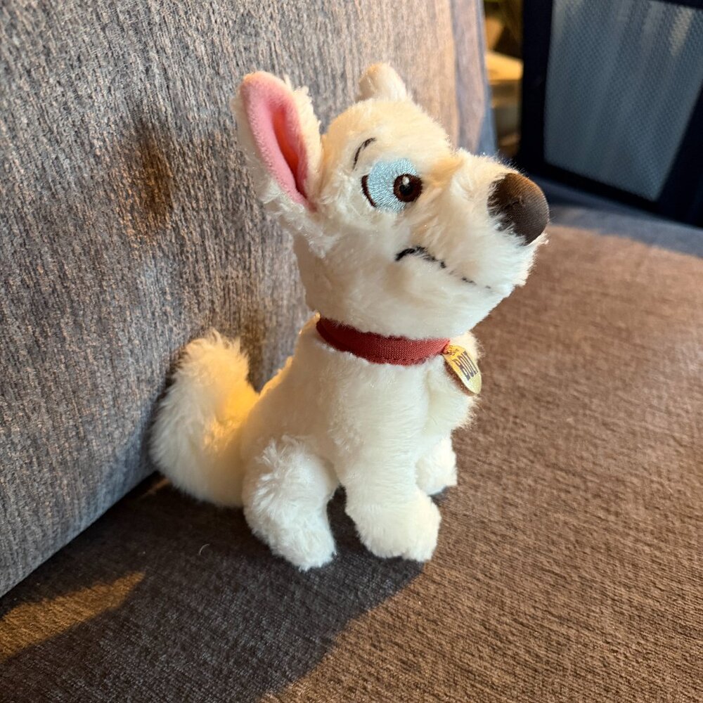 Disney Store 7" BOLT Plush Stuffed White German Shephard Dog Stuffed Animal Toy